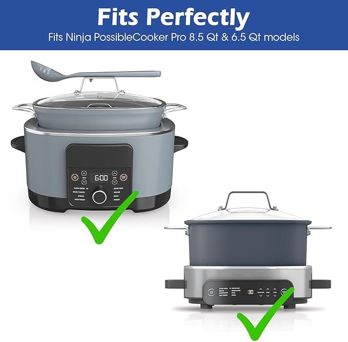 Silicone Lid Handle Cover Compatible with Ninja Foodi Possible Cooker Pro 8.5 Quart MC1000,MC100,MC1010 & 6.5QT MC1101 Slow Cooker Crock Handle Sleeve,Holder,Grip Accessories-No More Hand Burns