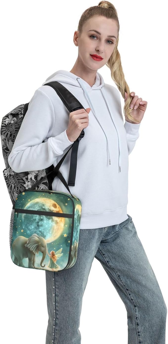 VANZEV Insulated Lunch Box for Women Men, Elephant Theme Lunch Box Reusable Portable Lunch Bag Cooler Tote Waterproof Lunch Container for Office Picnic Work Travel