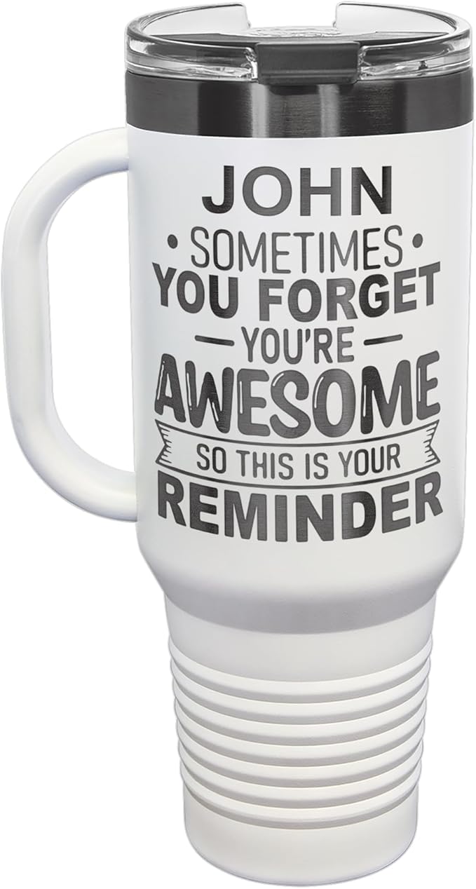 Personalized Inspirational Tumbler, Inspirational Gifts for Men Dad Father Wife Sister Women, Custom Birthday For Him Her, Customized You?셱e Awesome Tumbler, Teacher Coworker Gifts 40oz White Black