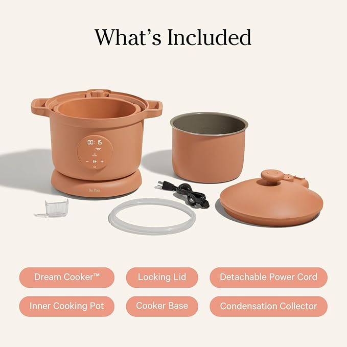 Our Place Dream Cooker | 6 Qt Ceramic Nonstick Multicooker & Pressure Cooker with Touchscreen Controls & Auto Steam Release | 4 Modes: Pressure Cook, Saut챕/Sear, Slow Cook & Warm | Spice
