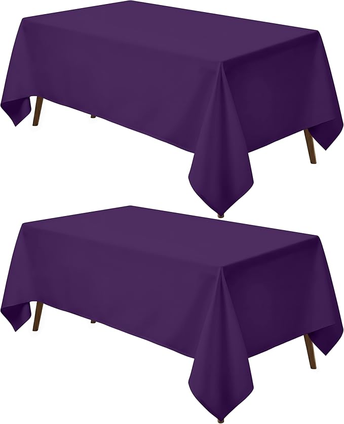 Utopia Kitchen Rectangle Table Cloth 2 Pack(60x102 Inches, Purple), Tablecloth Machine Washable, Polyester Table Cover for Dining, Buffet Parties, Picnics, Events, Weddings and Restaurants