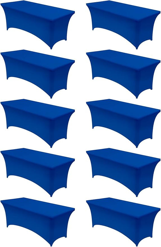 Utopia Kitchen Spandex Tablecloth 10 Pack [6FT, Royal Blue] Tight, Fitted, Washable and Wrinkle Resistant Stretch Table Cloth Rectangle Cover for Trade Show, Weddings & Parties [72Lx30Wx30H Inch]
