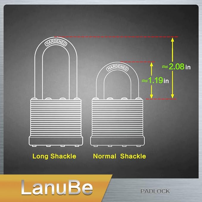 LanuBe Lock Laminated keyed Padlock (1-9/16", 40mm), keyed Alike Locks, Normal Shackle,Marked Black Plastic Hoop, Pack of 48