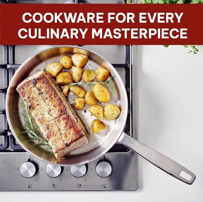 Beka Maestro 11" 5-Ply Stainless Steel Frying Pan ??Dishwasher & Oven Safe, No Hot Spots and Stay-Cool Handle