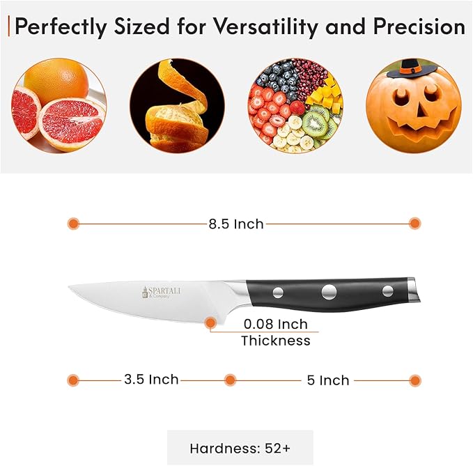 3-Piece Kitchen Knife Set ??Includes 8??Chef Knife, 7??Nakiri, 3.5??Paring ??High Carbon German Stainless Steel Blades, Ergonomic Handle ??Versatile Knife Trio for Chopping, Dicing, and Slicing