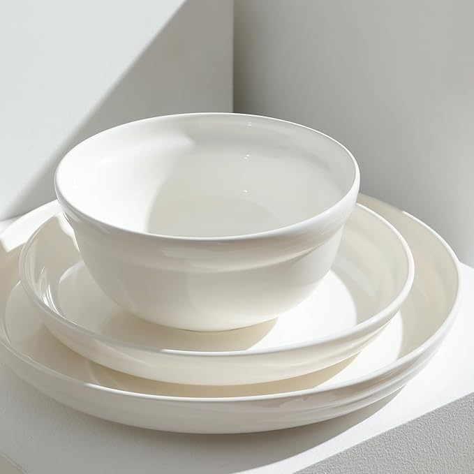 Stone Lain Virtuo 12-Piece Dinnerware Set Porcelain, White