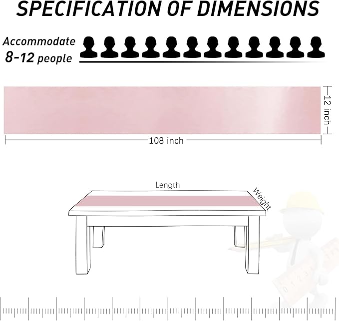 JEVIX 5 Pack Table Runner 12 X 108 Inch Silk Table Runner for Party,Wedding, Birthday, Banquets,Decoration(Rose Gold)