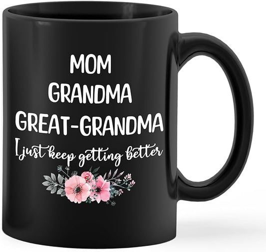 Great Grandma Coffee Mug - Black Ceramic 11oz, Mom & Great Grandma Gift for Mothers Day