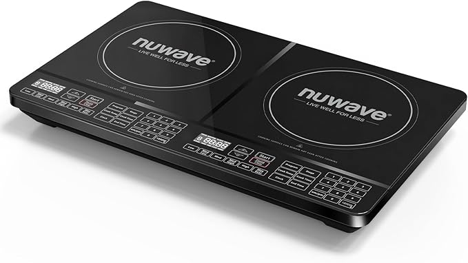 Nuwave PIC Double, Portable, Powerful 1800W with 2 Large 8??Heating Coils, Independent Controls, 94 Temp Settings from 100째F to 575째F in 5째F Increments, 11.5??Shatter-Proof Ceramic Glass Surface