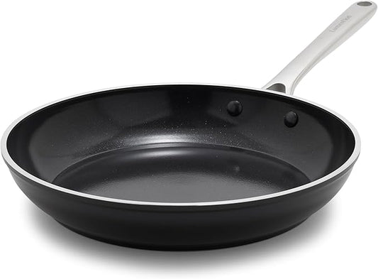Orfeo 11??Nonstick Frying Pan, Made in Italy, Diamond Ceramic PFAS-Free Cookware, Induction Ready, Scratch Resistant, Laser-Fused Surface for Durability, Dishwasher Safe, Black