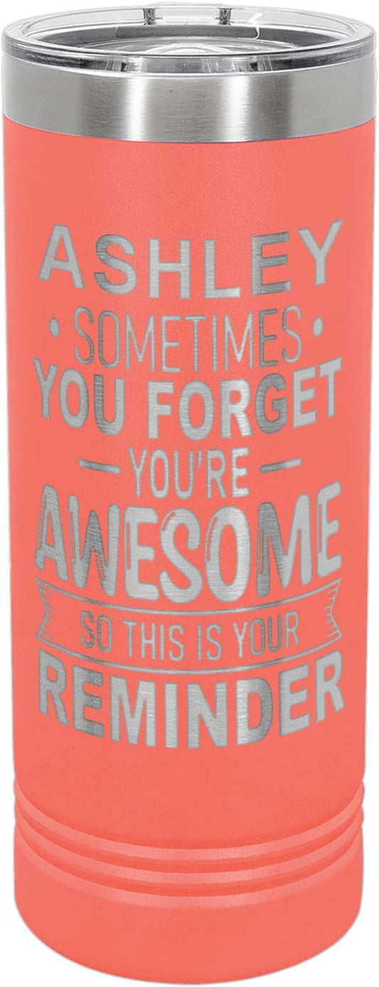 Personalized Inspirational Tumbler, Inspirational Gifts for Men Dad Father Wife Sister Women, Custom Birthday For Him Her, Customized You?셱e Awesome Tumbler, Teacher Coworker Gifts 22oz Coral