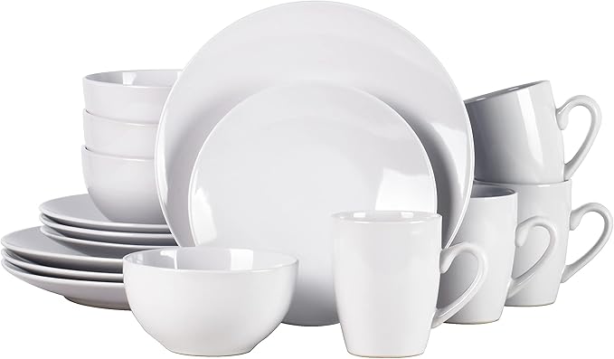Color Wave Stoneware 16pc Dinnerware Set, White