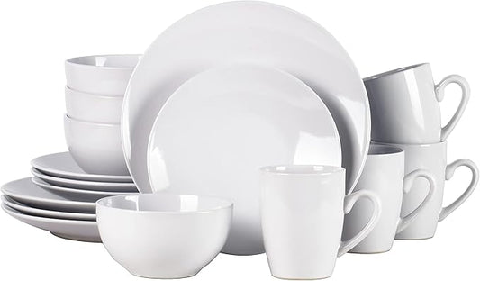 Color Wave Stoneware 16pc Dinnerware Set, White
