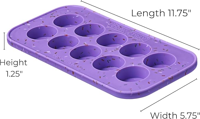 Souper Cubes Silicone Cookie Dough Freezer Tray - Perfect for Freezing and Storing Cookies, Mini Chocolates, Mini Egg Bites, Peanut Butter Cups and More - Lavender With Sprinkles - 2-Pack