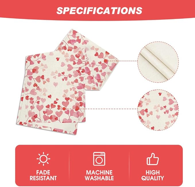 Artoid Mode Pink Love Valentine's Table Runner, Anniversary Wedding Kitchen Dining Table Decoration for Home Party Decor 13x120 Inch