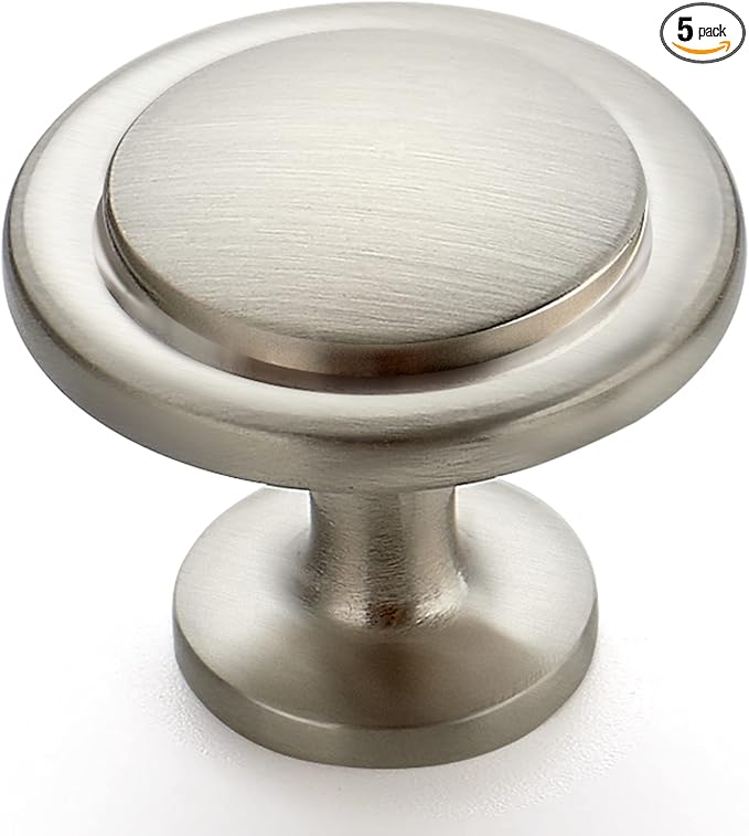 Ravinte 5 Pack 1-1/4 Inch Kitchen Cabinet Knobs Brushed Nickel Zinc Pulls Door Handles for Dresser Drawers