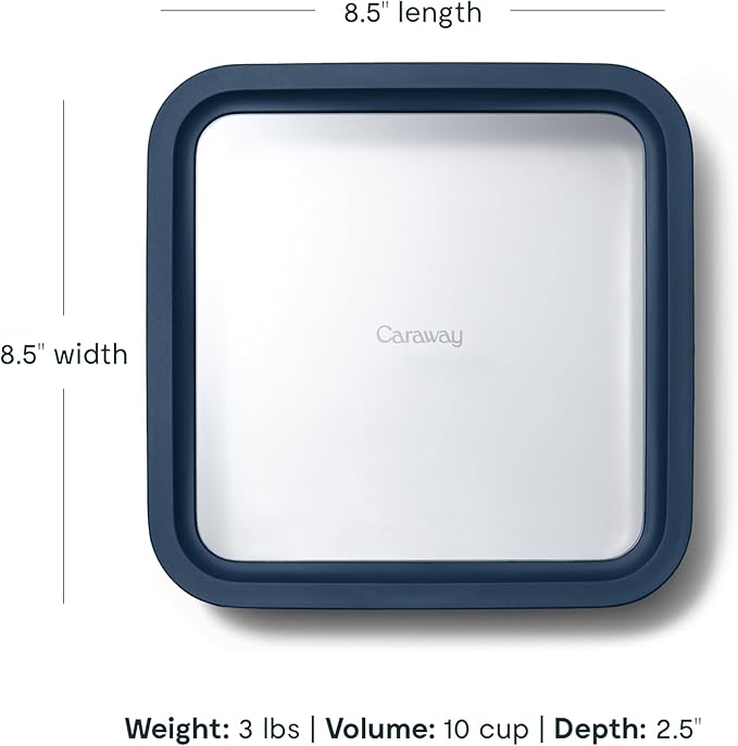 Caraway 6pc Glass Food Storage Set ??10 Cup Food Containers (6) - Ceramic Coated - Non Toxic, Non Stick with Lids - Microwave Safe - Navy