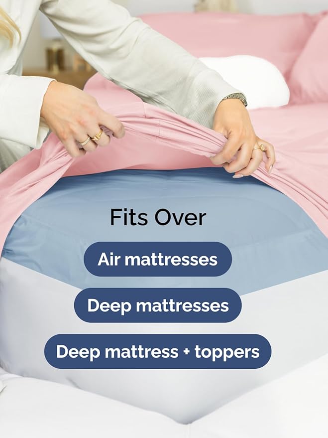 Extra Deep Pocket Twin XL Sheets - 3 Piece Breathable & Cooling Bed Sheets - Hotel Luxury Bed Sheet Set - Soft, Wrinkle Free & Comfy - Easily Fits Extra Deep Mattresses - Deep Pocket Baby Pink Sheets