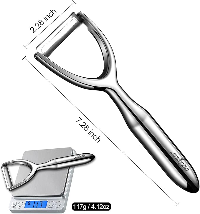 JINGTOO Vegetable Peeler Stainless Steel, Premium Potato Peelers for Kitchen, Ultra Sharp Fruit Veggie Peeler Rotary Blade, Y Shaped Apple Cucumber Ergonomic Peelers Handle - 5 Years Warranty (Plain)