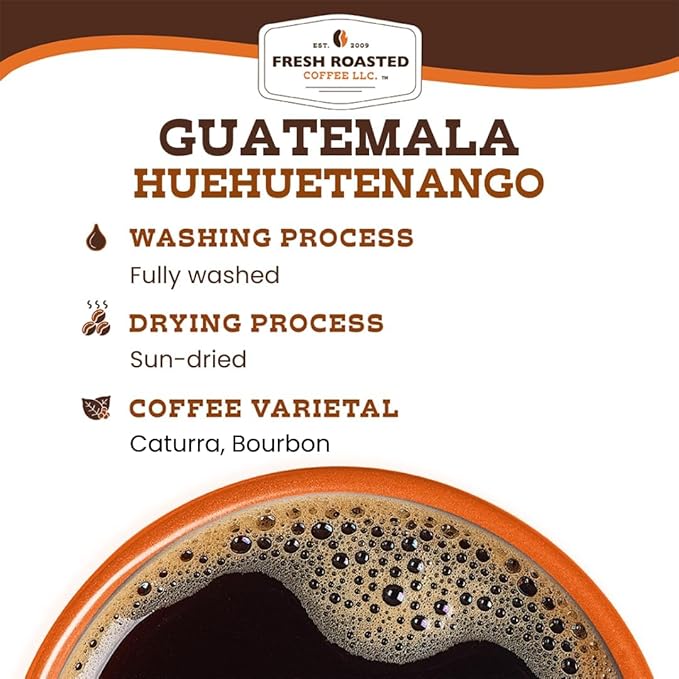 Fresh Roasted Coffee, Guatemala Huehuetenango | 12 oz | Single Origin | Medium Roast | Kosher | Whole Bean