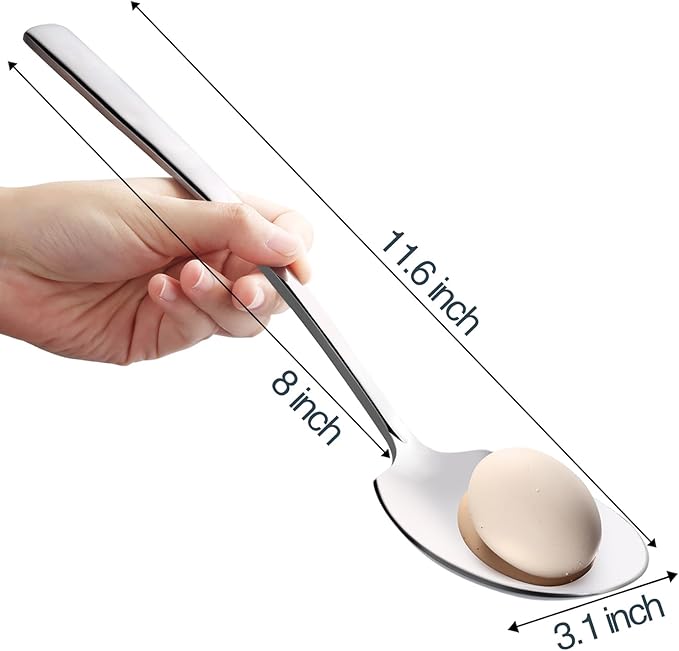 Large Serving Spoons Set Stainless Steel 12 Inch Serving Utensils for Buffet Catering Dishwasher Safe(2-pieces, Silver)
