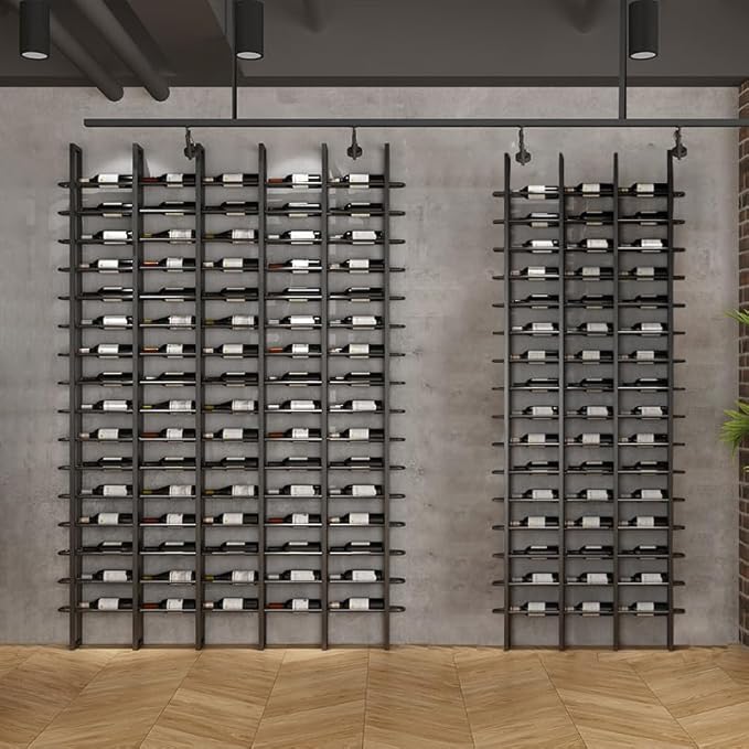 Large Wall Mount Wine Rack, 16 Tier 80 Bottle Wine Storage Organizer Display Holder, Modern Metal Wine Storage for Wine Cellars, Home Bars, Kitchens, and Dining Rooms