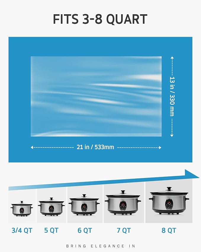 Syntus Crock Pot Liners, 60 Count 13" x 21" Large Size Slow Cooker Liners Fits 3-8 Quart Pots, Disposable Cooking Bags Suitable for Oval & Round & Retangular Crock Pot