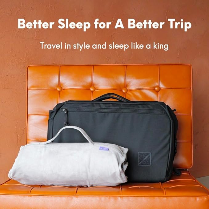 Cushion Lab Travel Deep Sleep Pillow ??Compact Memory Foam Neck Pillow for Sleeping, Portable Pillow for Hotels, Camping, Side & Back Sleepers, On-The-Go ??Calm Grey