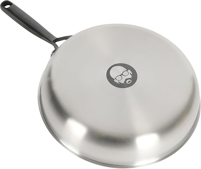 Babish 10-Inch Tri-Ply Stainless Steel Frying Pan With Black Handle ??Professional Grade Skillet for Searing, Saut챕ing & Everyday Cooking