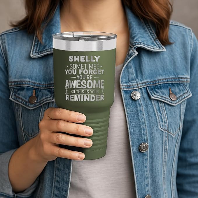 Personalized Inspirational Tumbler, Inspirational Gifts for Men Dad Father Wife Sister Women, Custom Birthday For Him Her, Customized You?셱e Awesome Tumbler, Teacher Coworker Gifts 30oz Olive