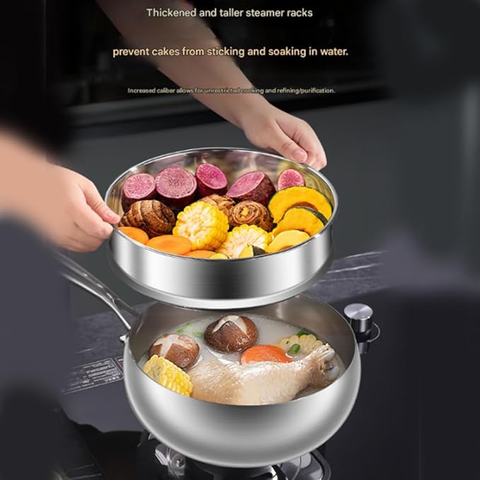 Titanium Hammered Pan with Lid, Thickened Multi-Layer Stock Pot, Titanium Wok Pan, Scratch-Resistant Non Stick Titanium Frying Pans, Even Heating for Cooking,9.44in/lid