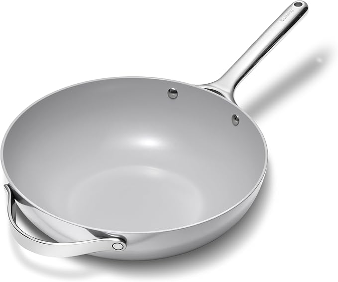 Caraway Non-Stick Stir Fry Pan - 12??Wok-Inspired Pan - Free From Forever Chemicals - High-Sloped Walls - Stainless Steel Handles - Gray