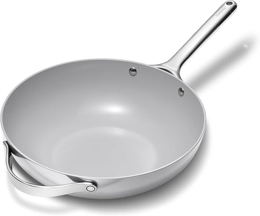Caraway Non-Stick Stir Fry Pan - 12??Wok-Inspired Pan - Free From Forever Chemicals - High-Sloped Walls - Stainless Steel Handles - Gray
