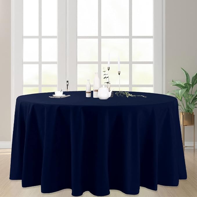 6 Pack Navy Blue Round Tablecloths 108 Inches Table Cloth Stain and Wrinkle Resistant Washable Polyester Table Cover Fabric for Party, Wedding,Dining,and Banquet Decoration