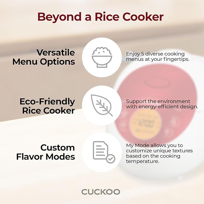 CUCKOO Micom Rice Cooker 3 Cup Uncooked / 6 Cup Cooked, Korean Fuzzy Logic Rice Cooker Small with Delay Timer & Keep Warm Setting, Versatile Food Steamer with Non-Stick Inner Pot, Red (CR-0351F)