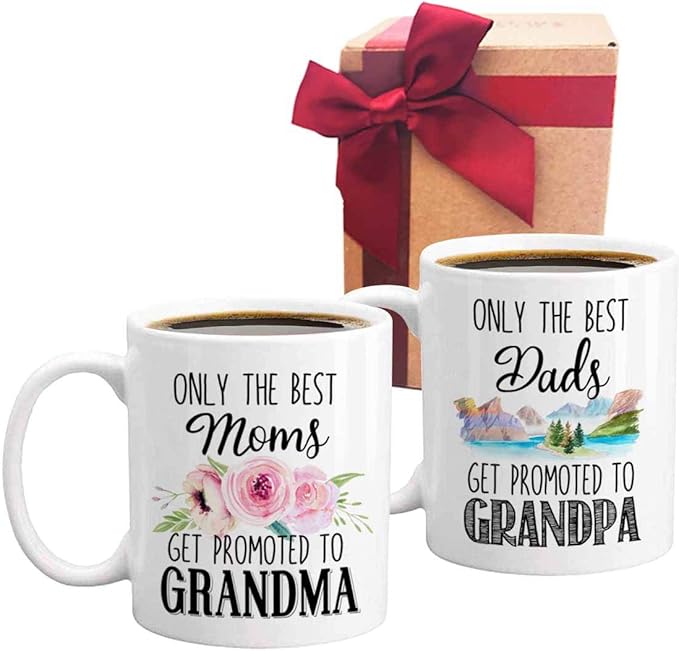 Est 2025 Grandparent Mug Set - Grandma & Grandpa to Be - Pregnancy Reveal & Baby Announcement Gift