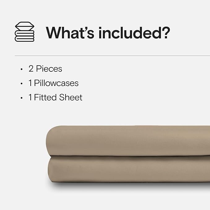 DOZ Sheet Set, 100% Viscose derived from Bamboo, Organically Grown, Buttery Soft, Cooling Sheets, High GSM, Deep Pockets - 2 Piece - 1 Pillowcase 1 Fitted Sheet (Dune, Twin)
