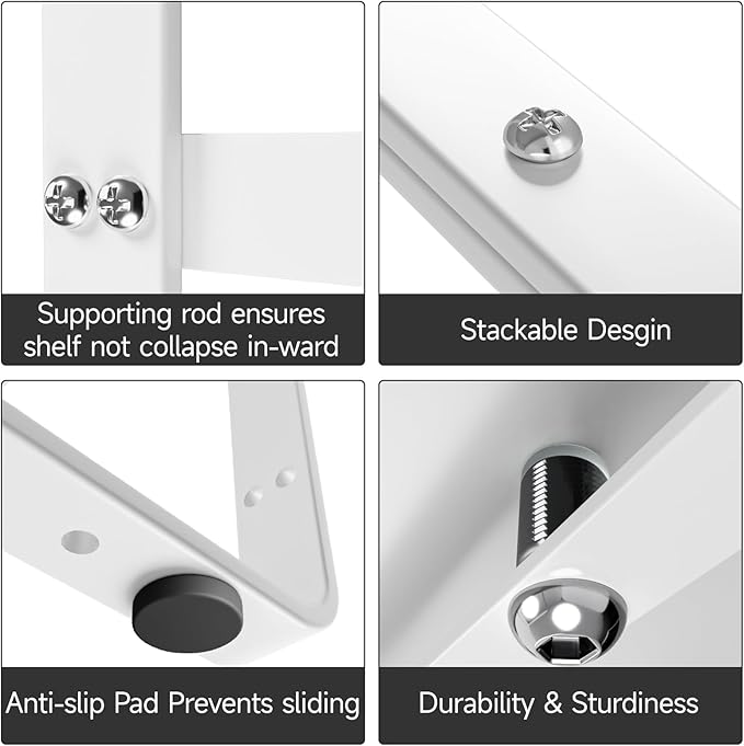 16.5-27?쇺셂 Expandable Cabinet Shelf Organizers, Stackable Metal Shelves Extender for Kitchen Countertop Storage, Adjustable Spices Shelves Rack Stand for Cupboard Pantry, White