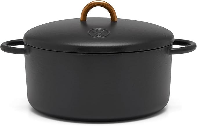 Great Jones Dutch Baby Dutch Oven with Lid (Pepper, 3.5-Quart) | Enameled Cast Iron, Round Shape | Safe for Stovetops & Ovens up to 500째F | Space-Saving & Dishwasher-Friendly | Small-Batch Cooking