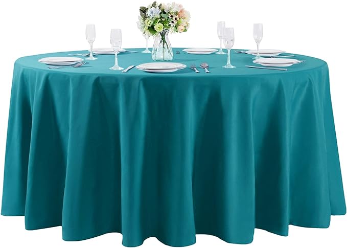 Cupuamon 120 inch Round Tablecloth Washable Polyester Table Cloth Decorative Table Cover for Wedding Party Dining Banquet（120 inch,Teal）