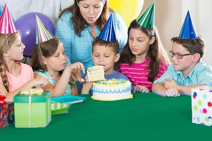 Party Solids 54 Inch X 300 Feet Emerald Green Plastic Table Cover Roll in A Cut - to - Size Box with Convenient Slide Cutter. Cuts Up to 36 Rectangle 8 Feet Plastic Disposable Tablecloths