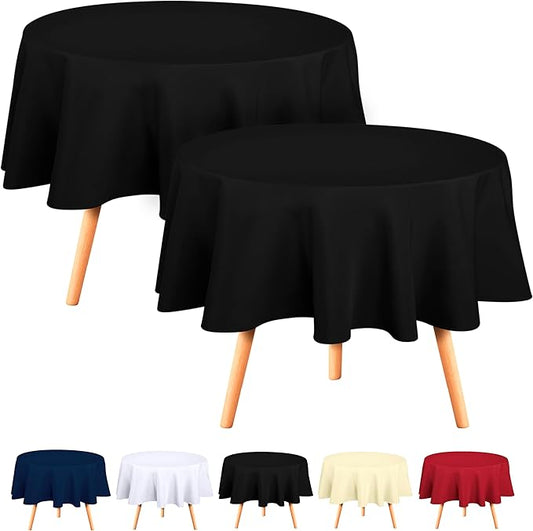Utopia Kitchen Round Table Cloth 2 Pack(70 Inches, Black), Tablecloth Machine Washable, Polyester Table Cover for Dining, Buffet Parties, Picnics, Events, Weddings and Restaurants