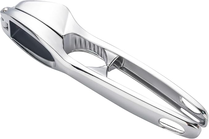 Kitchen Premium Garlic Press - Zinc Alloy Garlic Press effortlessly crushes garlic cloves, ginger chunks, nuts, and seeds. Comfortable to use and dishwasher safe.