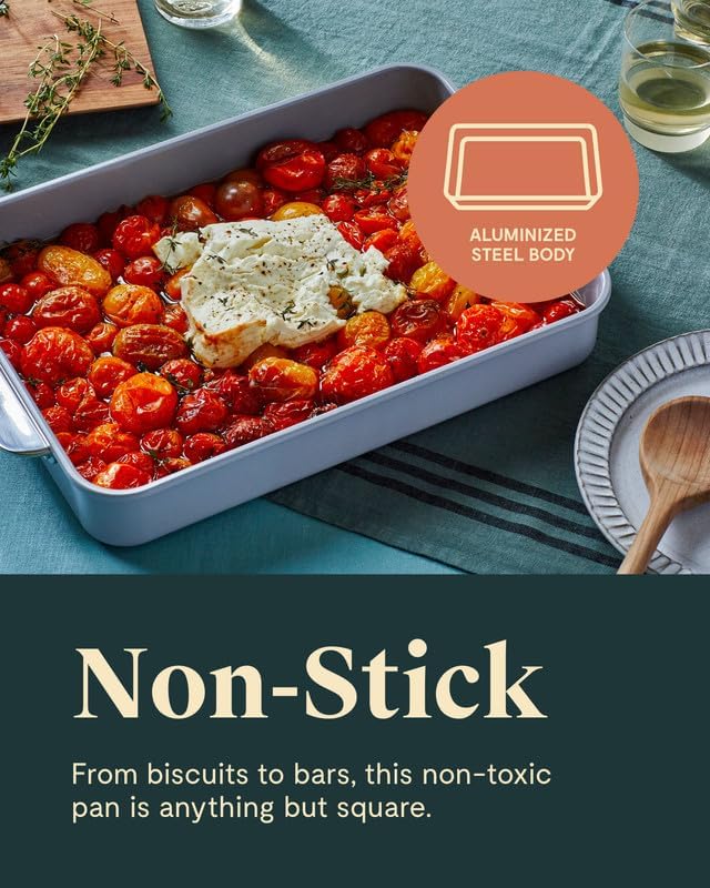 Caraway Non-Stick Ceramic 9?쓝13??Rectangle Pan - Naturally Slick Ceramic Coating - Non-Toxic, PTFE & PFOA Free - Perfect for Brownies, Lasagnas, and More - Sage