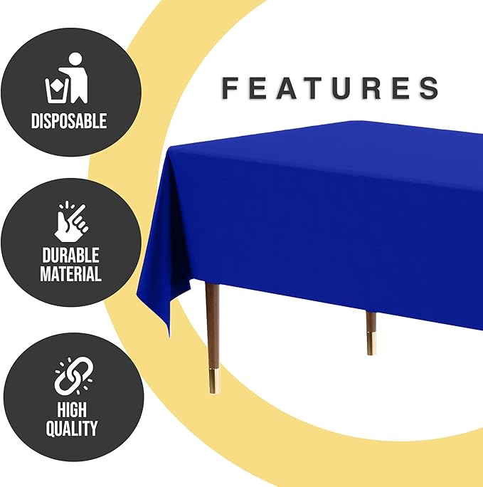 Exquisite 66% Thicker Premium Plastic Table Cloth Rectangle Table Cover 0.5 Mil 24 Pack Dark Blue Table Cloth 54 Inch x 108 Inch Disposable Tablecloth Won't Tear Easily Like Cheap Thin Brands