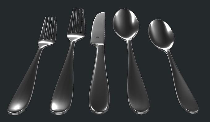 Silverware Set for 6 ??18/10 Stainless Steel Flatware, Mirror Finish, Dishwasher Safe, Durable and Balanced Utensils, Modern Tableware (30-Piece Set, Fidenza)