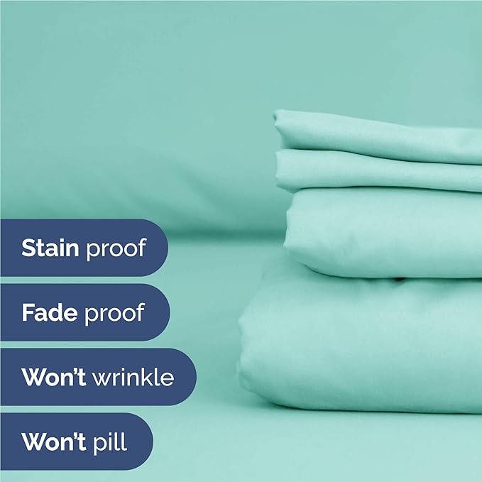 Full 6 Piece Sheet Set - Cooling & Breathable Bed Sheets - Hotel Luxury Bed Sheets for Women, Men, Kids & Teens - Comfy Bedding w/Deep Pockets & Easy Fit - Soft & Wrinkle Free - Full Spa Blue Sheets