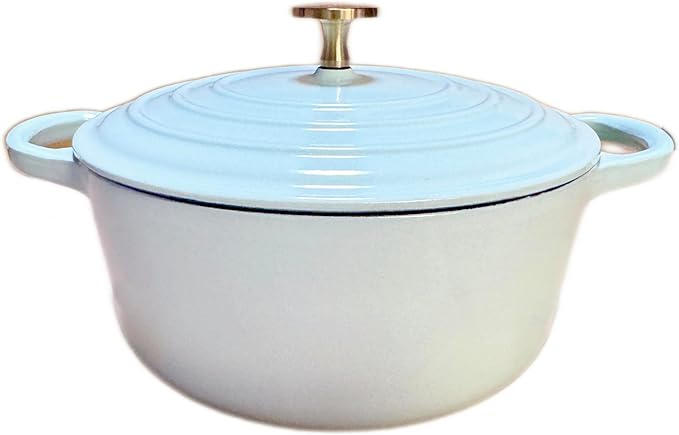 4QT Enamel Dutch-oven with Lid Dual Handles Casting Cookware Cast Iron Cooking Pot for Kitchen Blue
