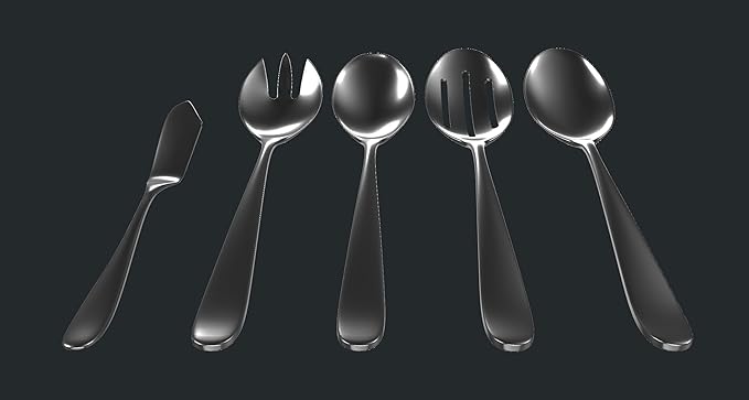 Serving Utensil Set ??18/10 Stainless Steel Serving Spoons, Salad Servers, Butter Knives, Mirror Finish, Dishwasher Safe, Elegant and Durable (10-Piece Serving Set, Fidenza)