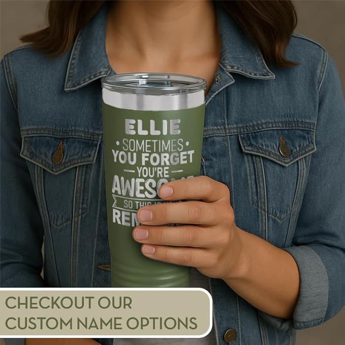 Spotted Dog Company Inspirational Tumbler, Inspirational Gifts for Men Dad Father Wife Sister Women, Birthday For Him Her, You?셱e Awesome Tumbler, Teacher Coworker Gifts 20oz Olive